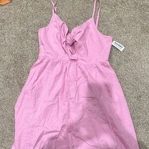 Old Navy Pink Tie-Front Spaghetti Strap Dress